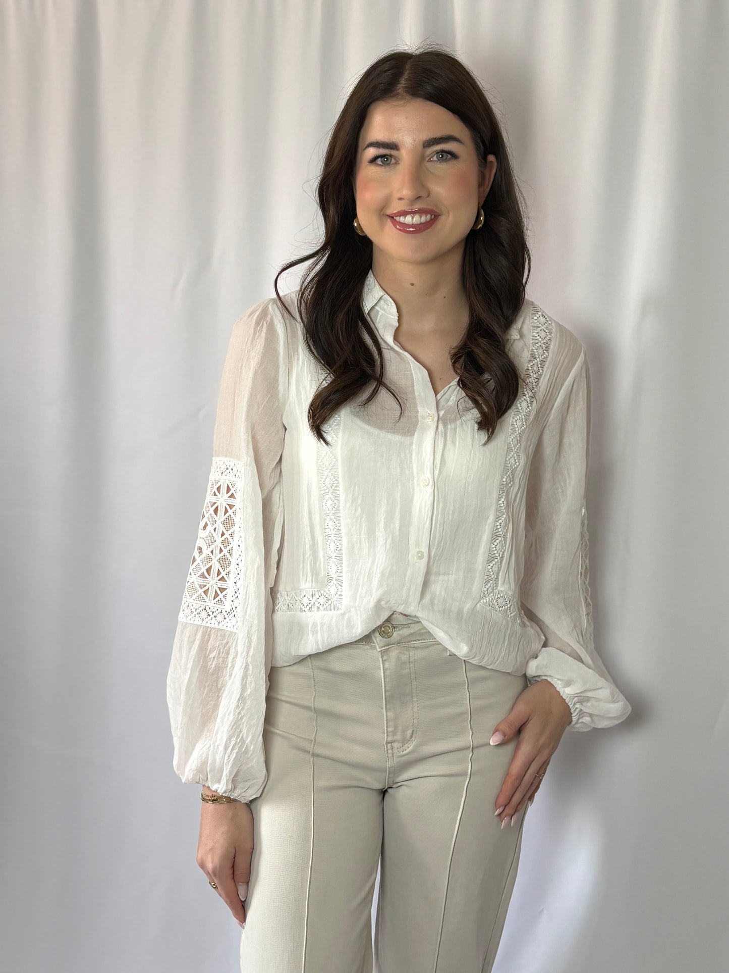 Dames blouse wit met borduursel details | Myjewellen