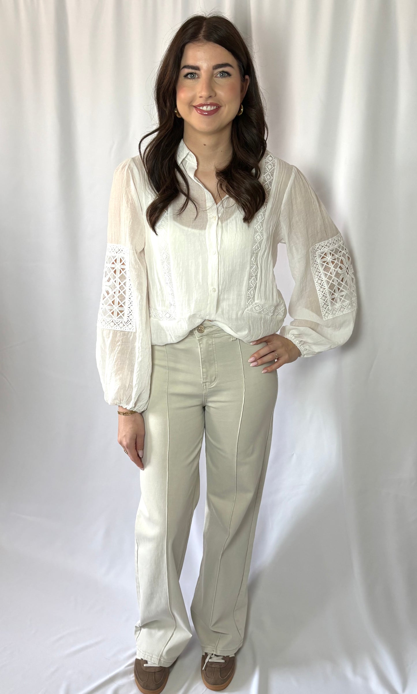 Dames jeans in beige wide leg model | Myjewellen