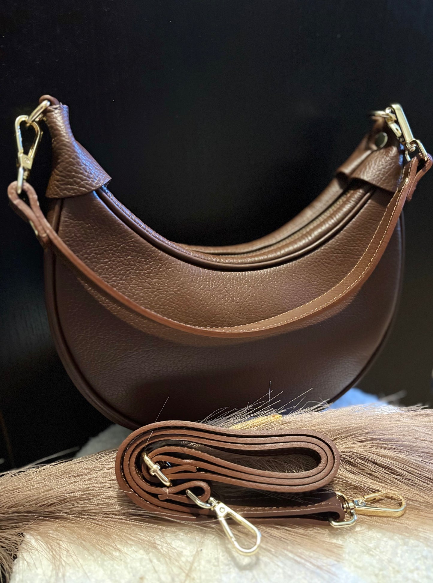 Bruine leren damestas Emma | elegante handtas van hoogwaardig leer | Myjewellen