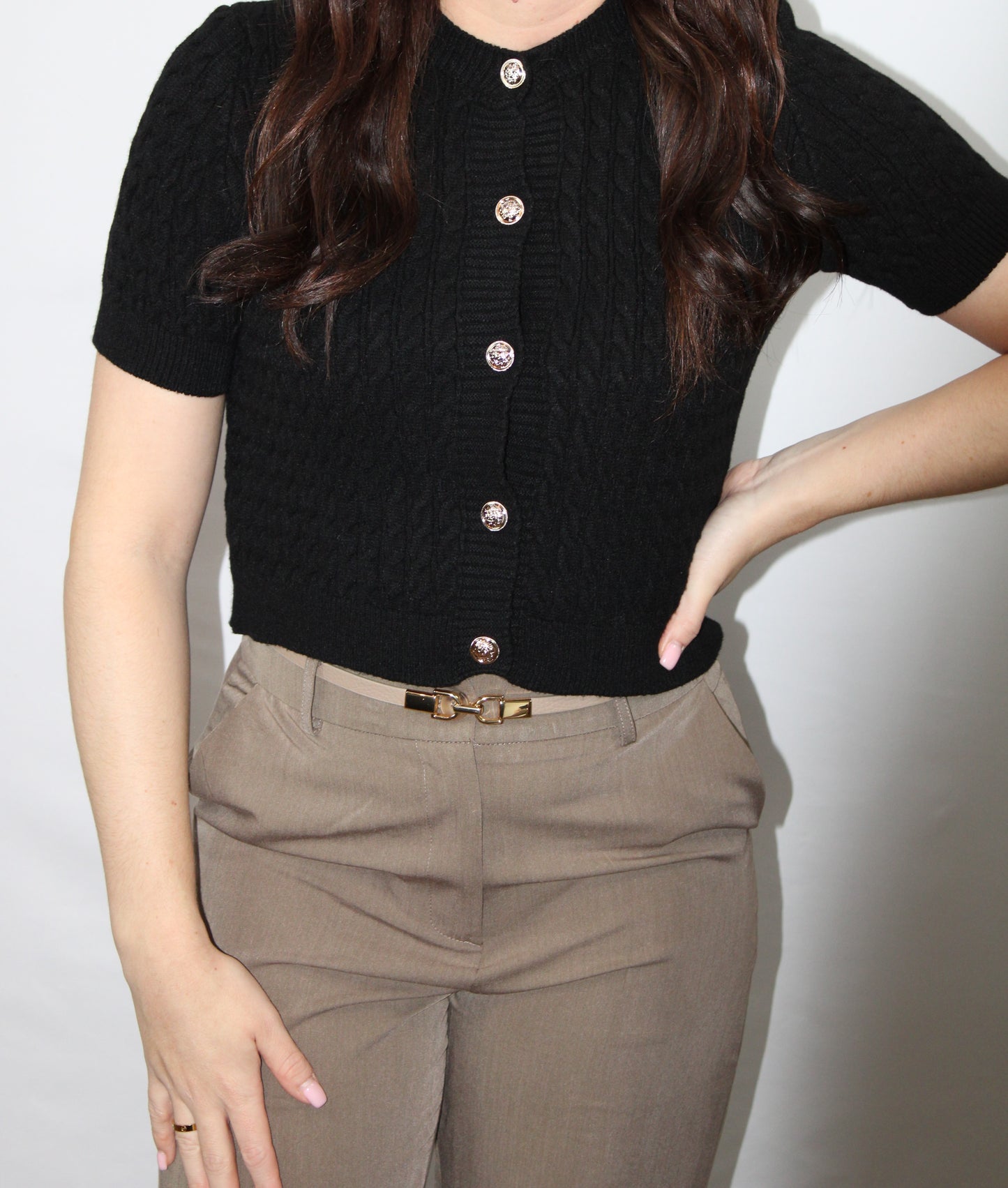 Vest Gold Button | Zwart