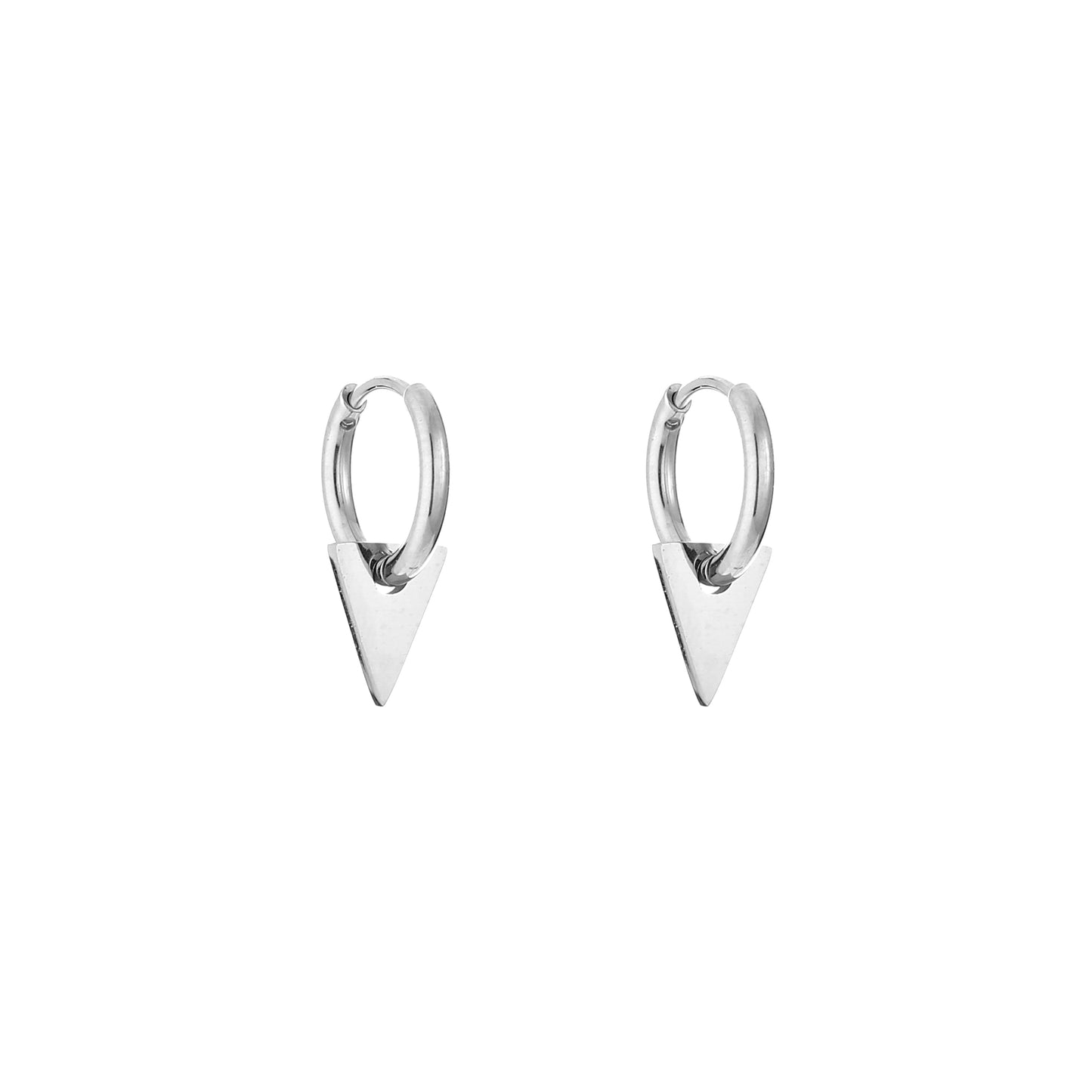 Oorbellen met hanger driehoek | Goud | Zilver