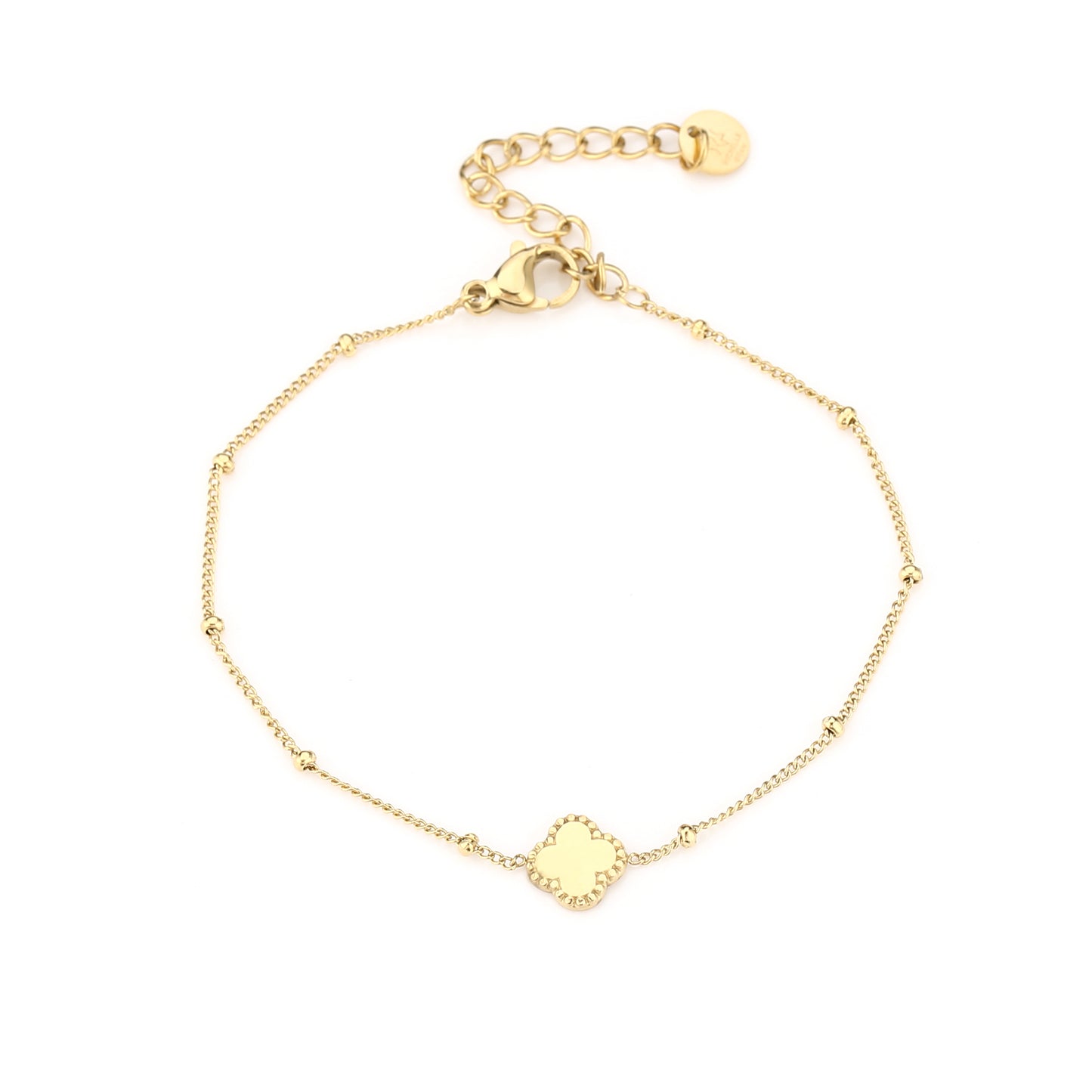 Armband Stainless Steel Klaver met bolletjes