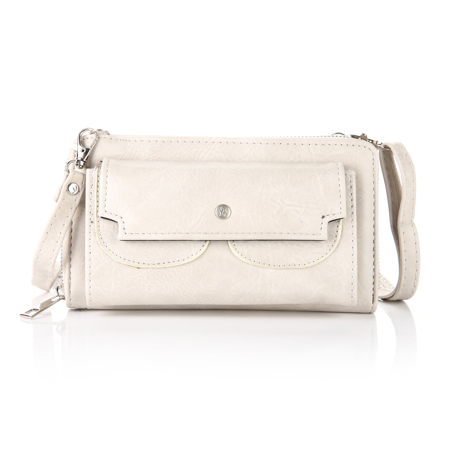 Portemonnee Beige met telefoonvak en schouderriem