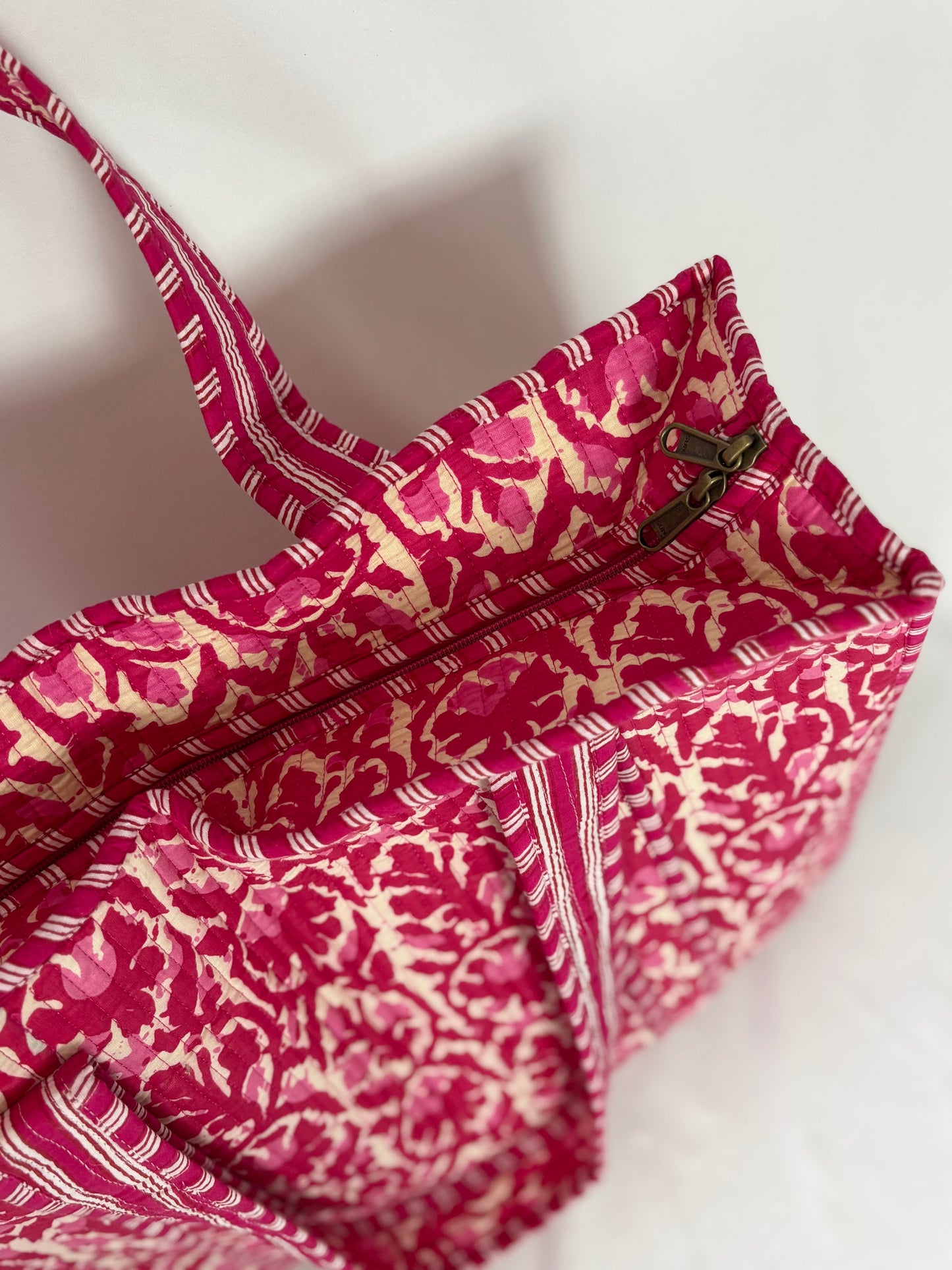 Gebloemde strandtas Shopper in Rood an stof | Myjewellen