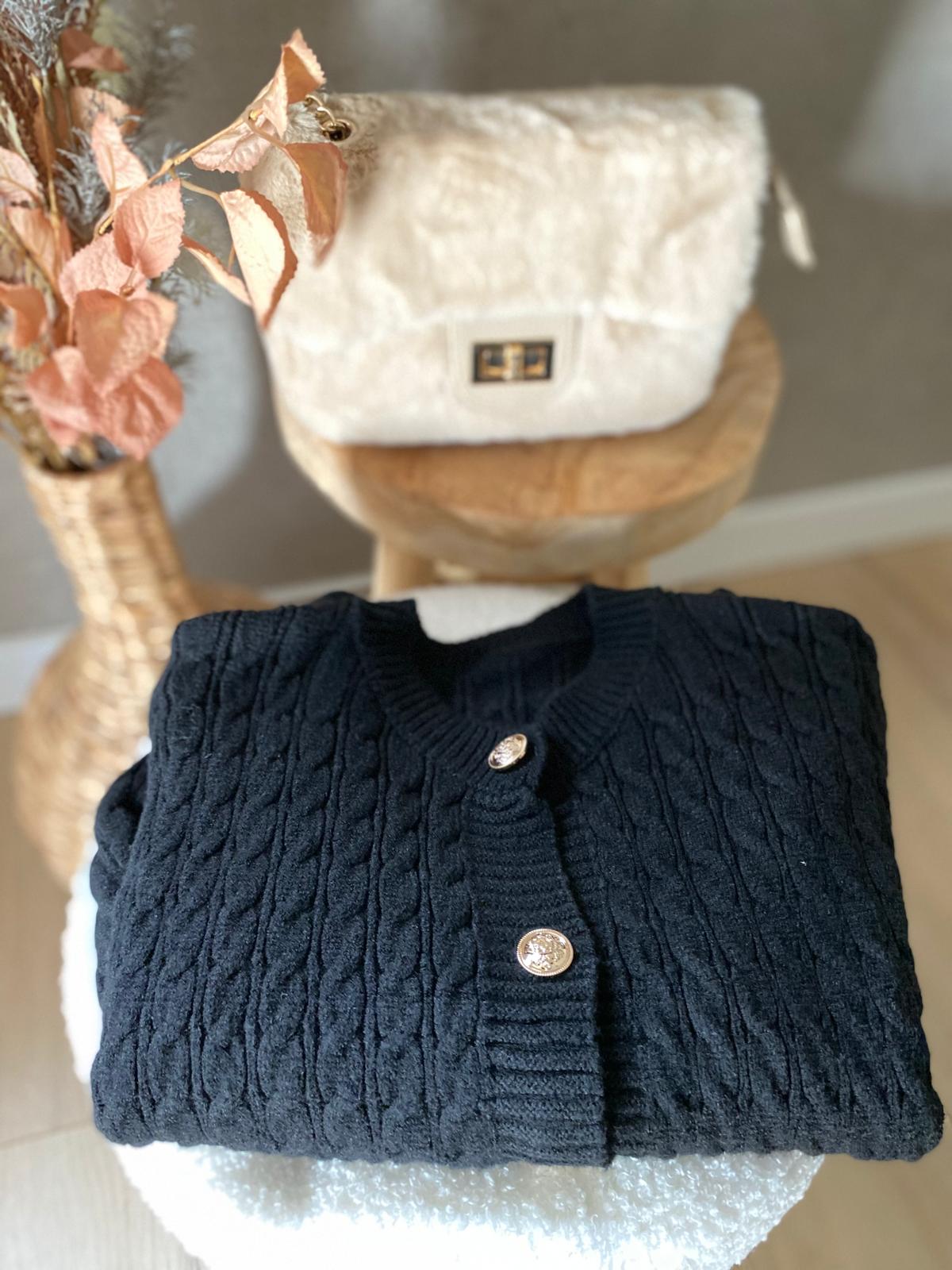 Vest Gold Button | Zwart