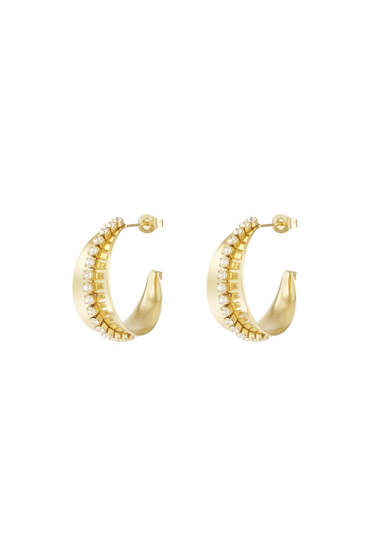 Oorringen met steentjes| Goud | Stainless Steel