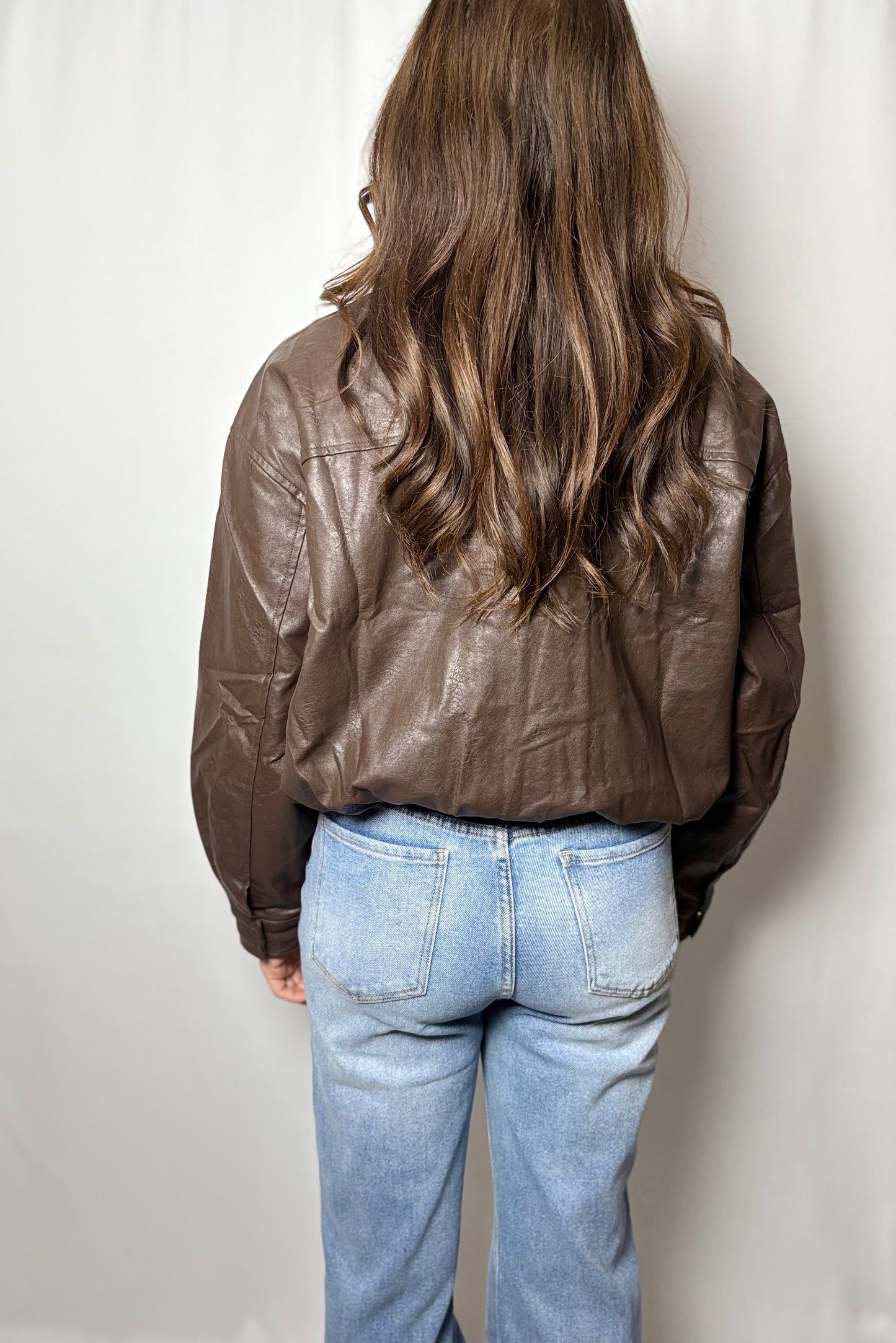 Faux leather jacket | Brown