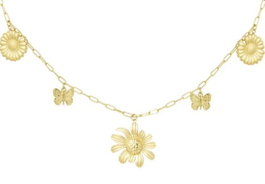 Bedelketting flowerlicious goud
