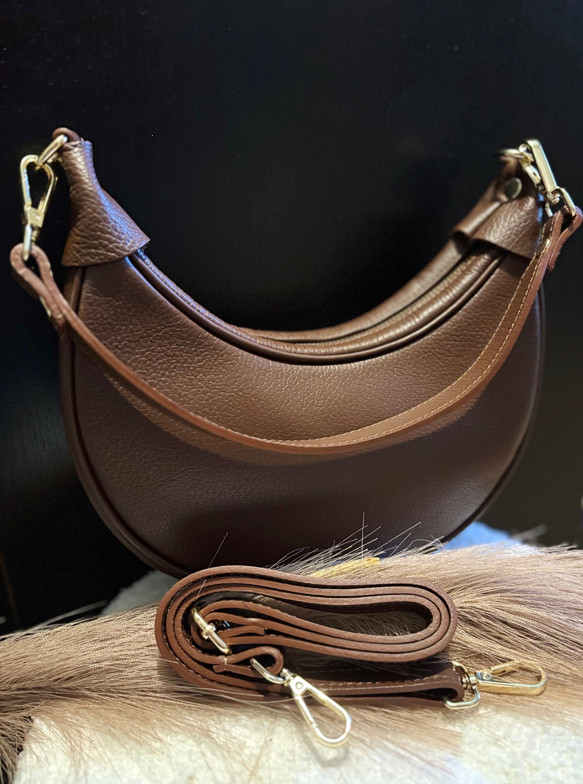 Bruine leren damestas Emma  | elegante handtas van hoogwaardig leer | Myjewellen