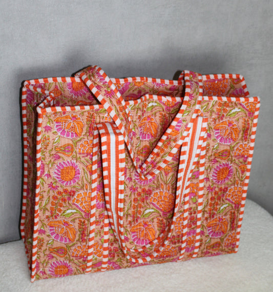 Grote stoffen shopper trandtas | Bloemenrint | Myjewellen