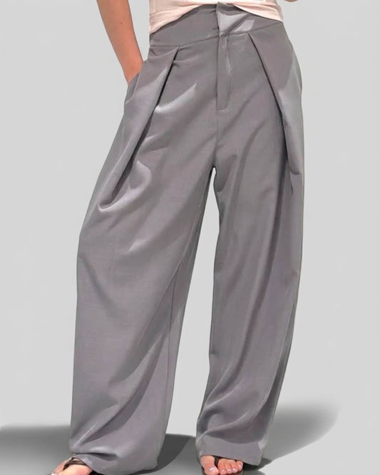 Grijze high-waist pantalon wide leg dames van Myjewellen.