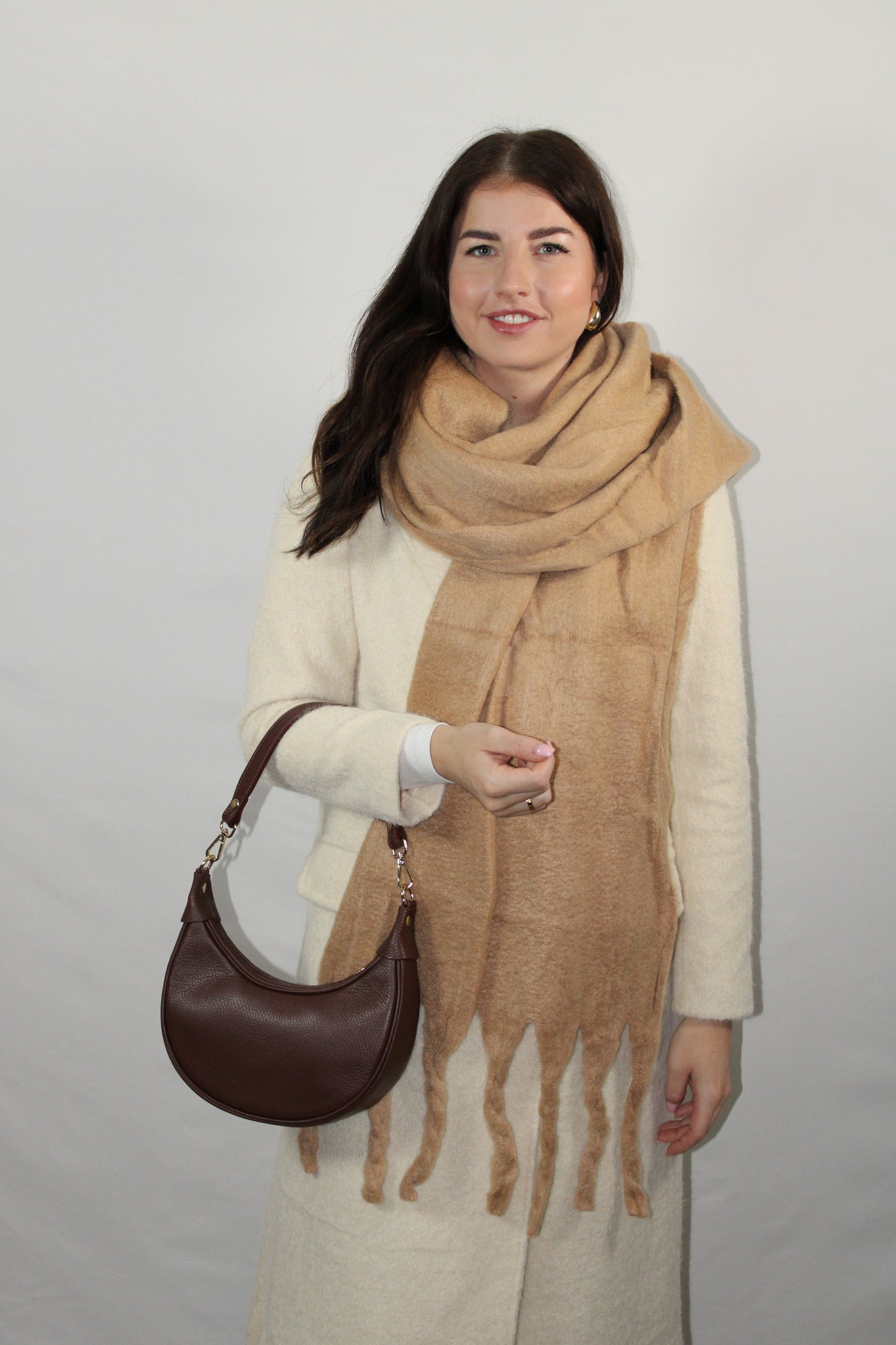 Wintersjaal effen kleur Camel