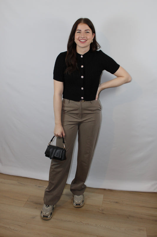 Vest Gold Button | Zwart