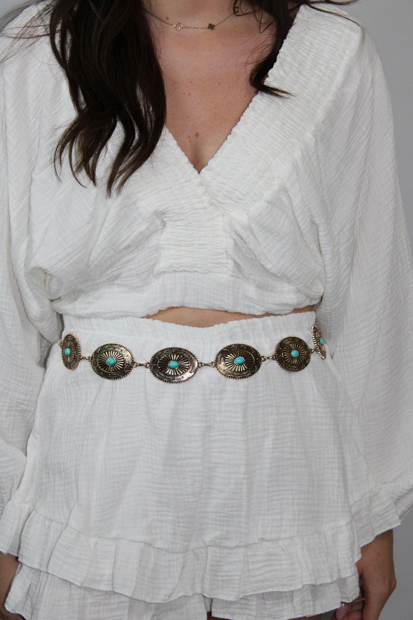 Bohemian riem | Goud/Turquoise