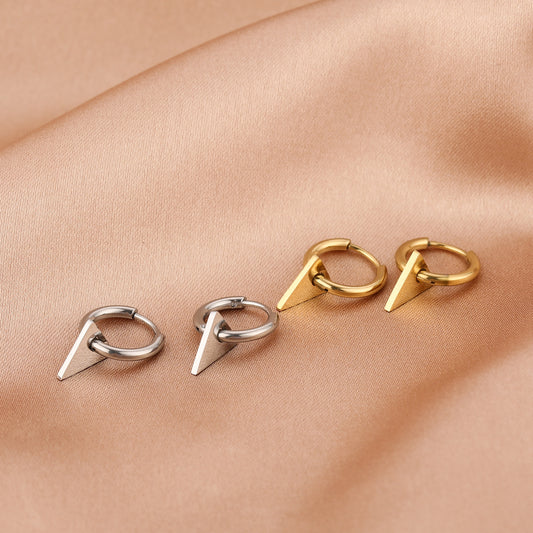 Oorbellen met hanger driehoek | Goud | Zilver