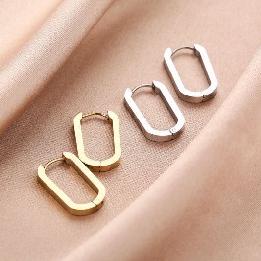 Rechthoekige hoop earrings – minimalistische oorbellen in goud of zilver | Myjewellen