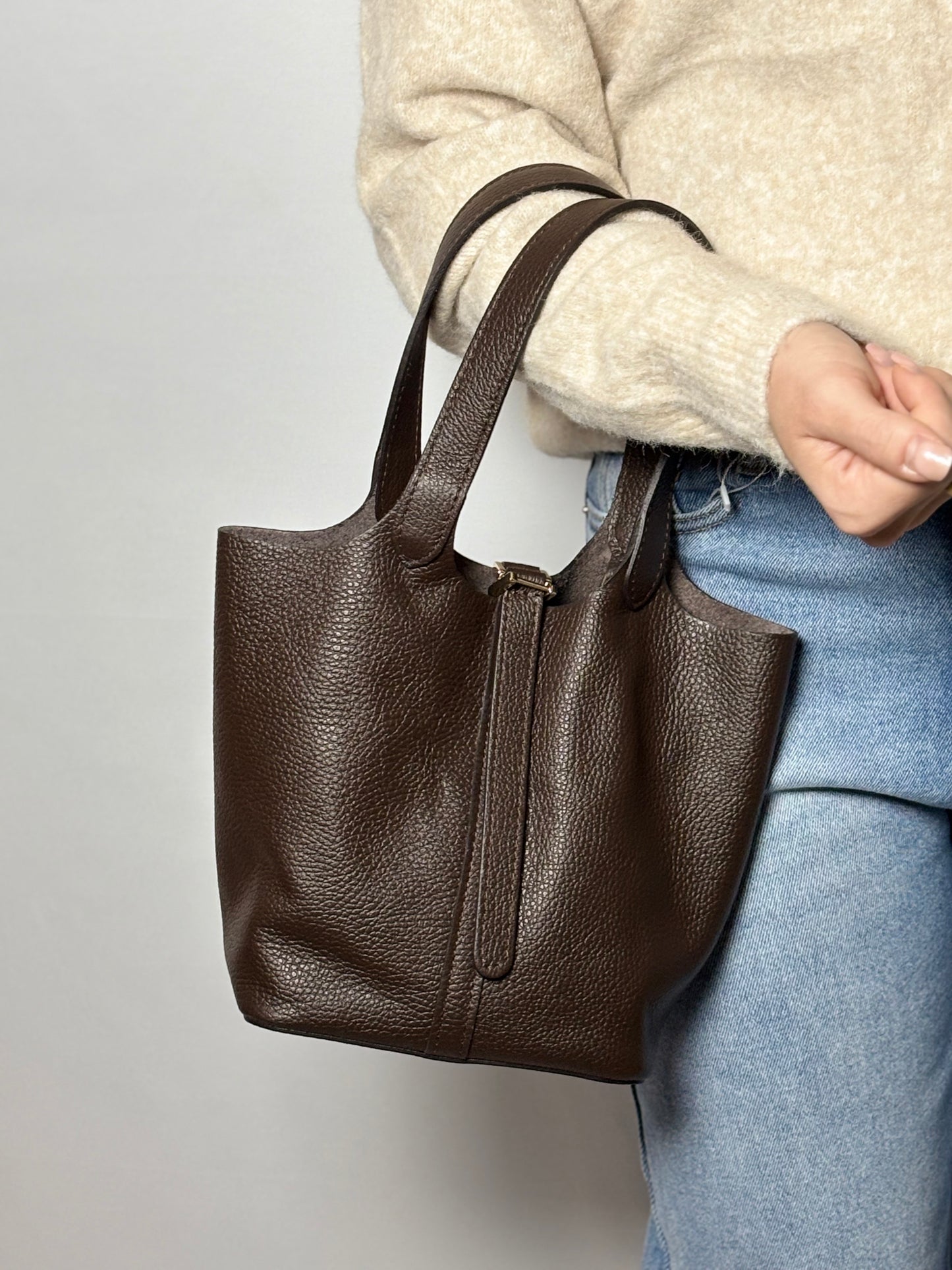 Bruine leren damestas Amy  | stijlvolle handtas van hoogwaardig leer | Myjewellen