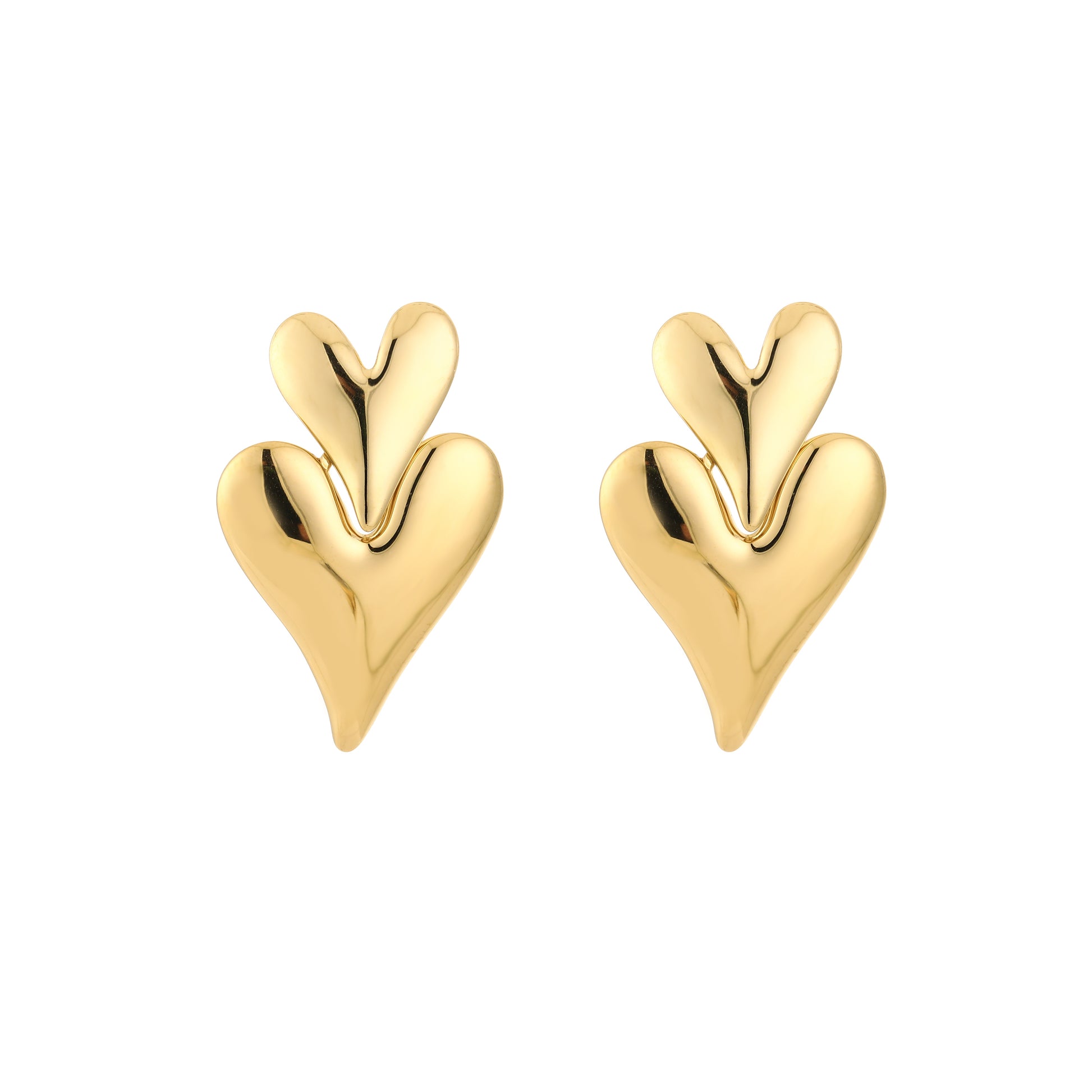 Love dubbel hart oorbellen goud | Myjewellen