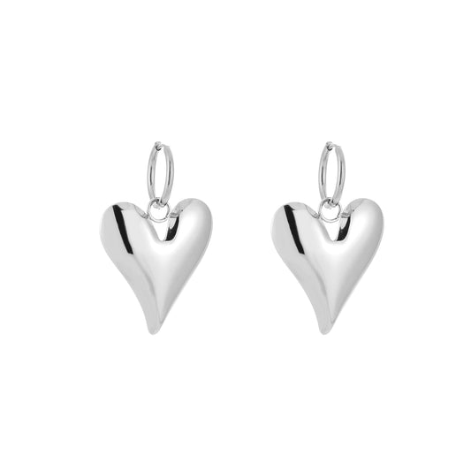 Oorbellen hart zilver | Stainless Steel oorbellen | Myjewellen