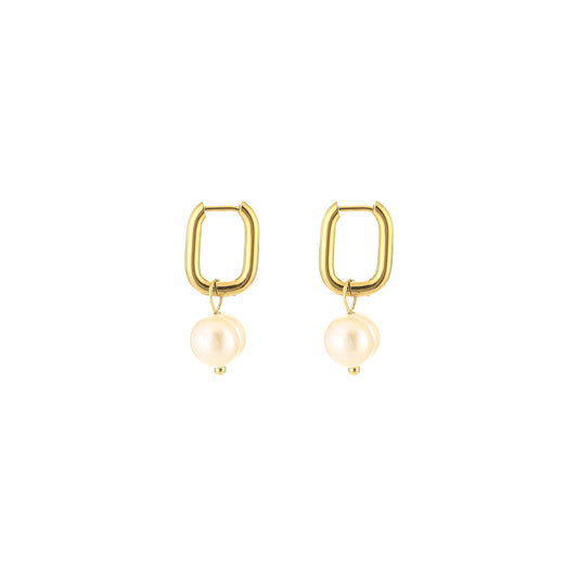 Oorbellen parel hanger goud  | Myjewellen