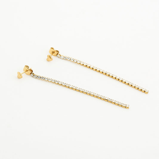 Party oorbellen goud – lange strass oorbellen met luxe uitstraling | Myjewellen