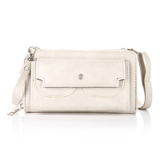 Portemonnee Beige met telefoonvak en schouderriem