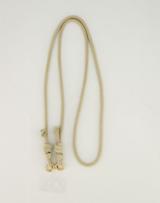 Beige telefoonkoord voor dames, een universeel en verstelbaar telefoonlint met stevige haken van Myjewellen.