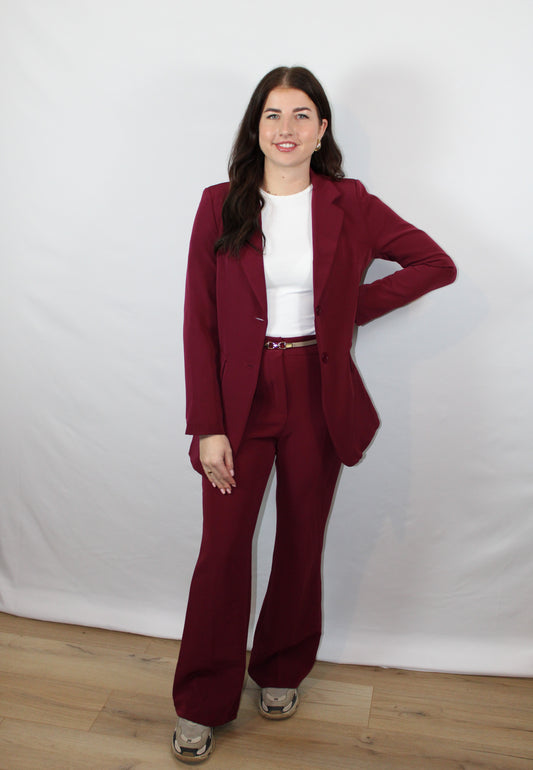 Bordeaux blazer voor dames in neutral luxe stijl – Myjewellen