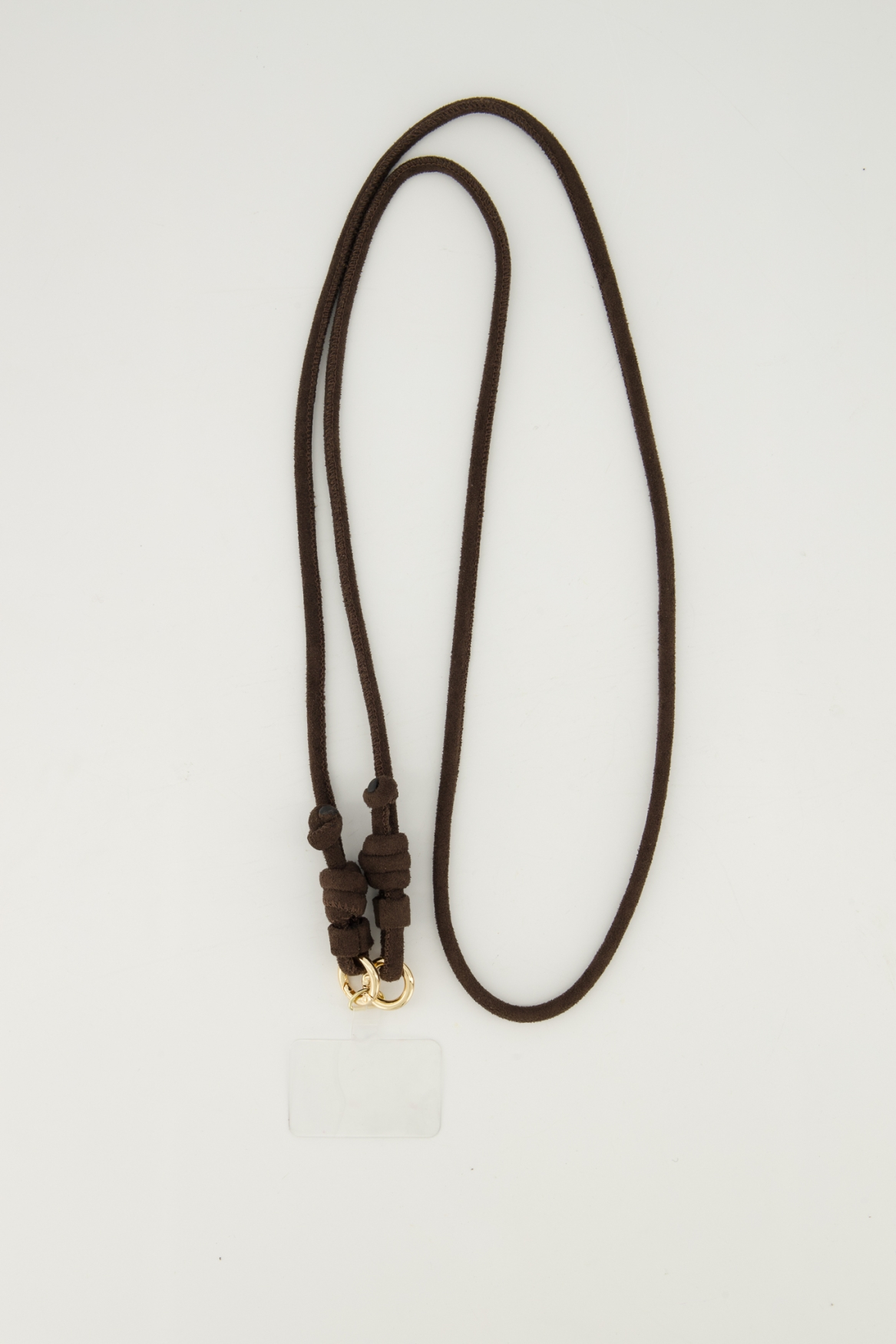 Bruin telefoonkoord voor dames, een universeel en verstelbaar telefoonlint met stevige haken van Myjewellen.