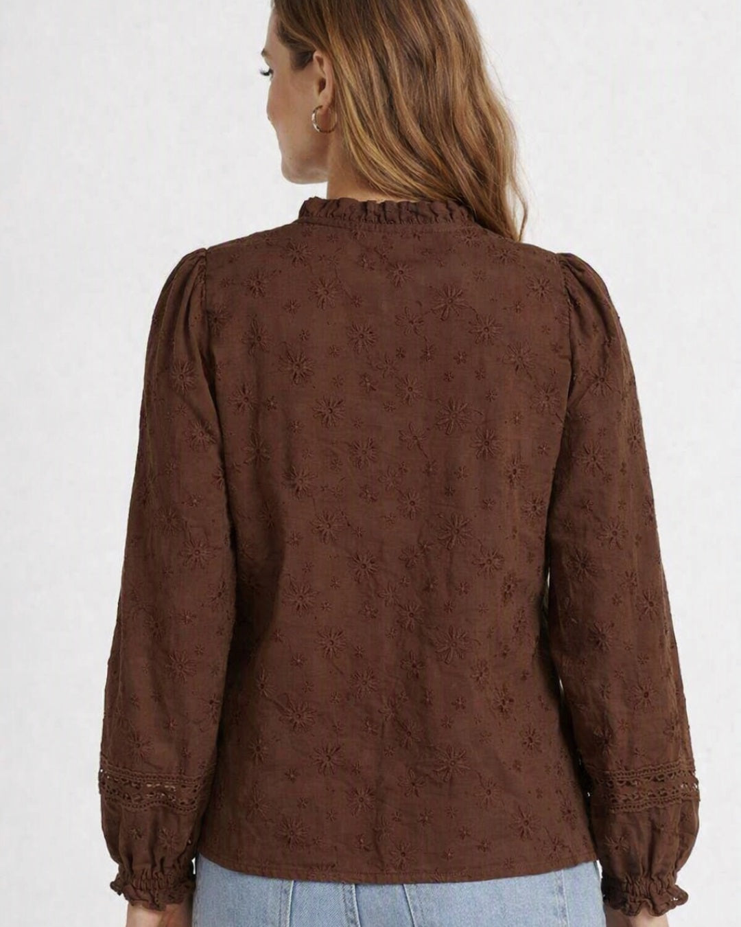 Bruine Dames Blouse | Relaxed Fit Katoenen Blouse | Jasmijn