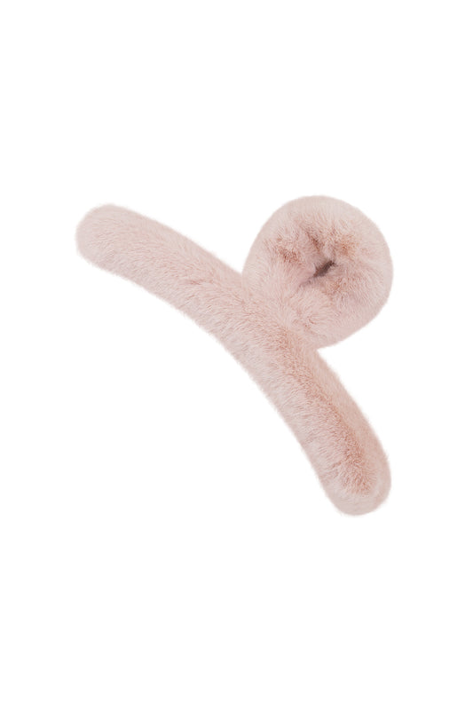 Fluffy haarclip in het lichtroze voor dames, een grote en zachte pluche haarklem van Myjewellen.
