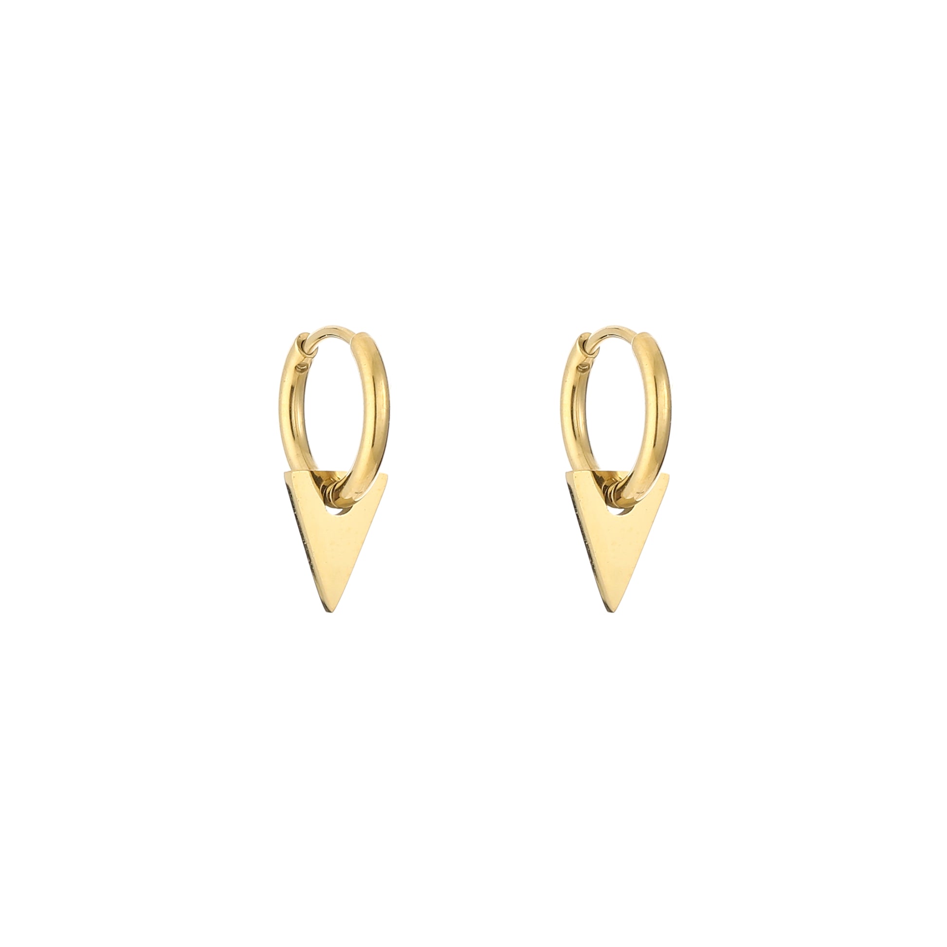 Oorbellen driehoek hanger goud | Myjewellen