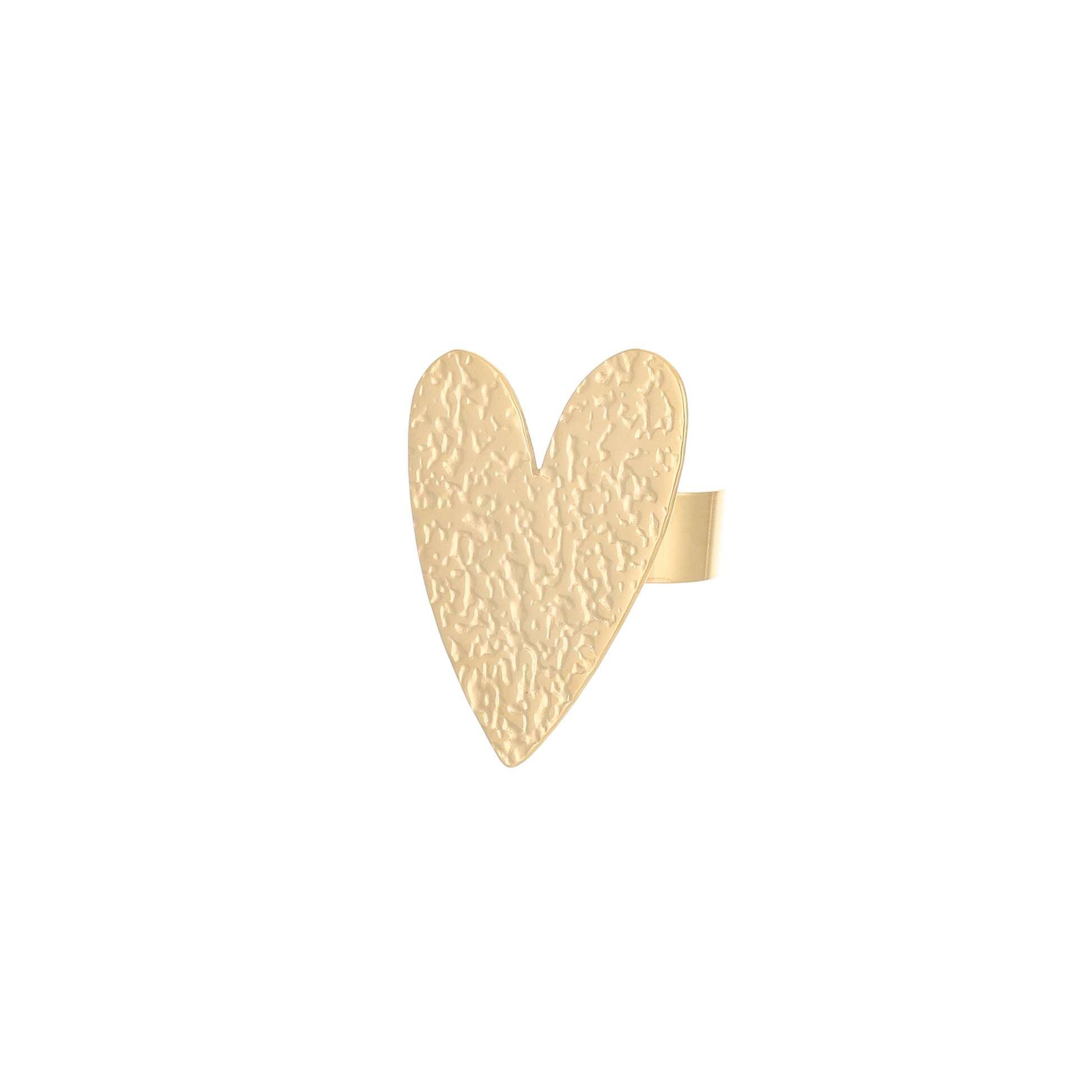 Gouden hart ring van stainless steel, groot model en verstelbaar voor een comfortabele pasvorm.