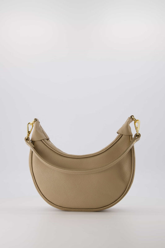 Taupe leren damestas Emma  | elegante handtas van hoogwaardig leer| Myjewellen