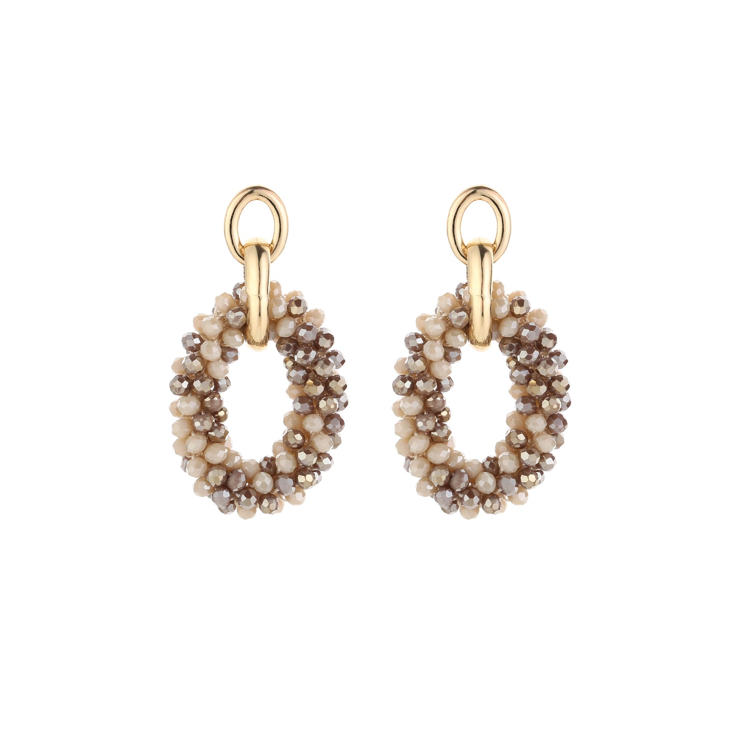 Beige druppel oorbellen van stainless steel met glaskralen | Myjewellen