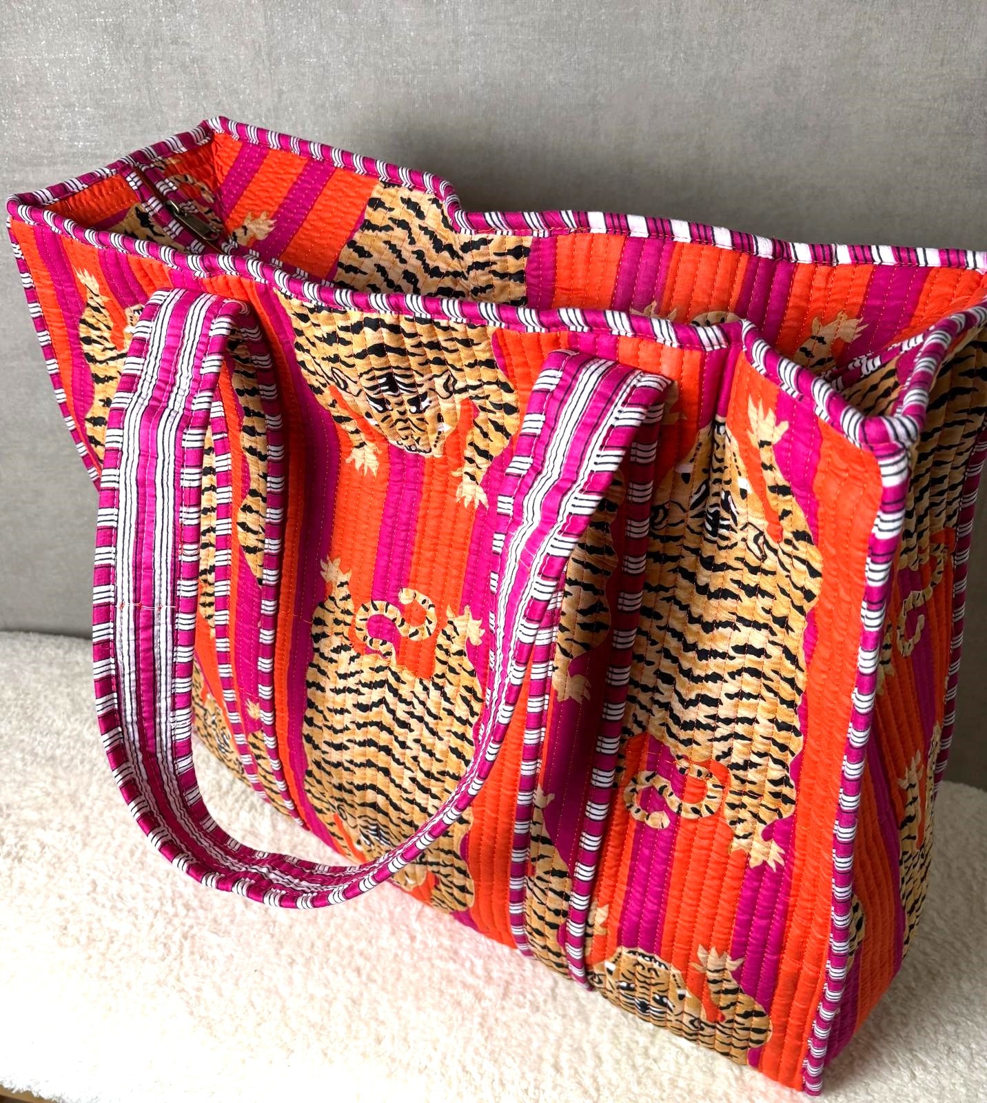 oranje roze strandtas | shopper | Myjewellen