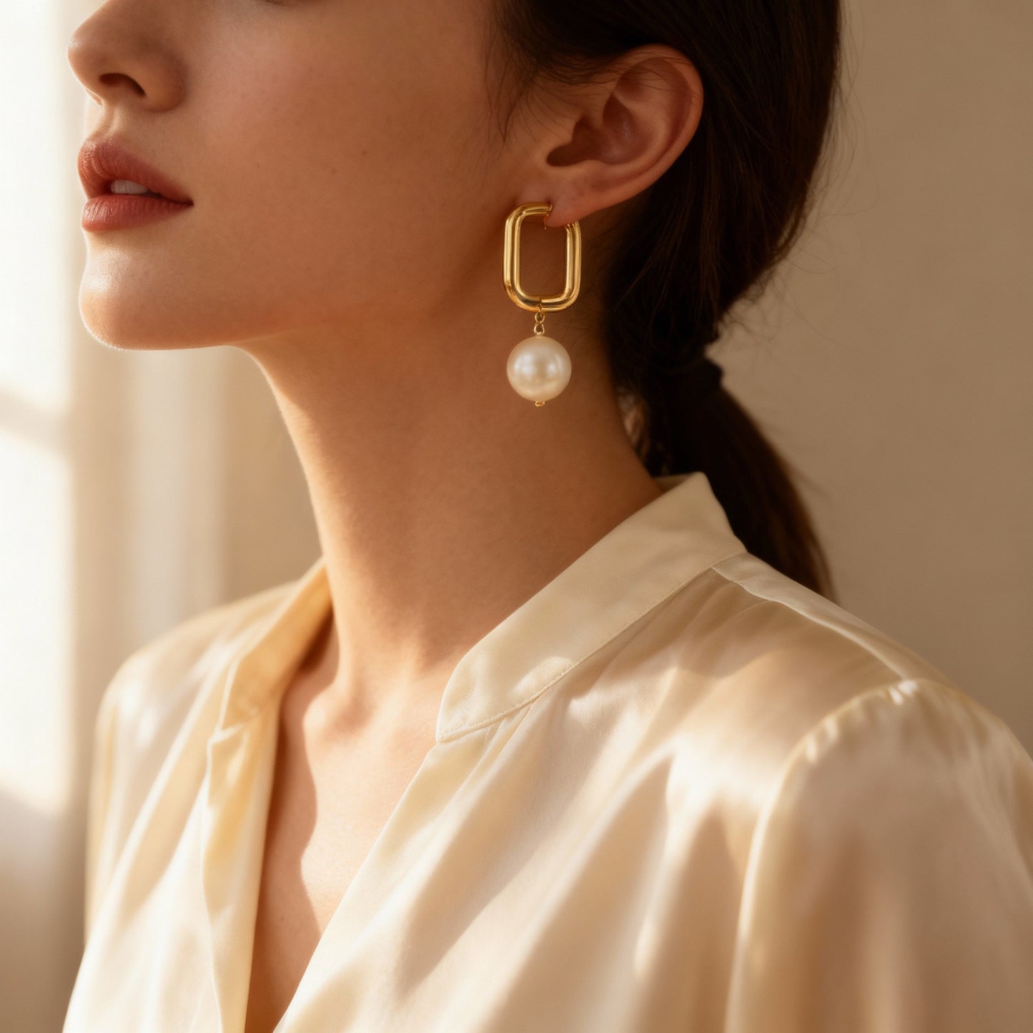 Oorbellen Parel hanger | goud