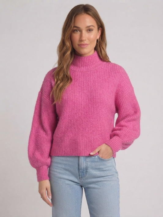 Heerlijk zachte en comfortabele roze gebreide damestrui van Myjewellen.