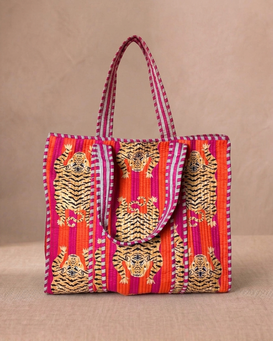 Shopper en strandtas oranje roze | Zomer tas | Myjewellen