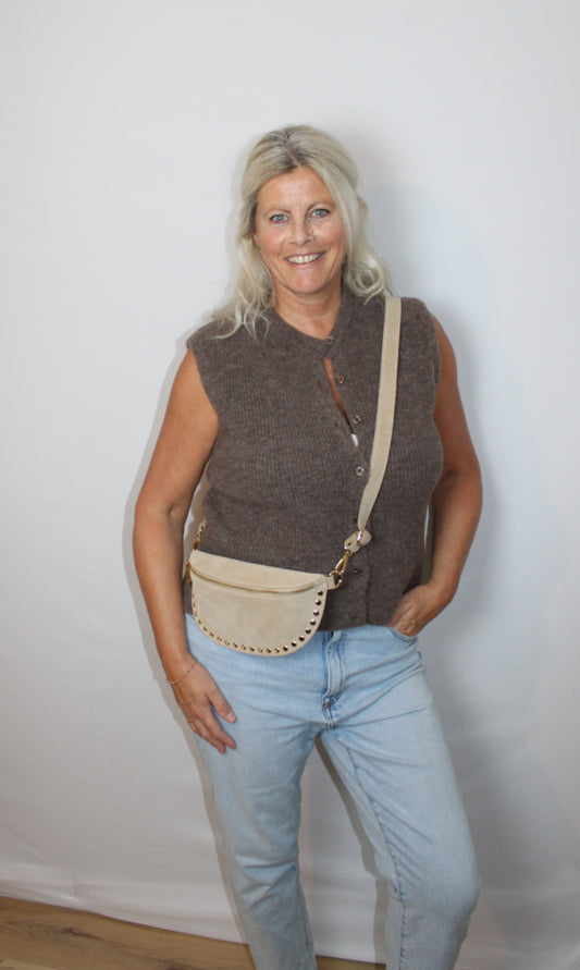 Top Mae bruin | zachte knit top met knoopsluiting | Myjewellen