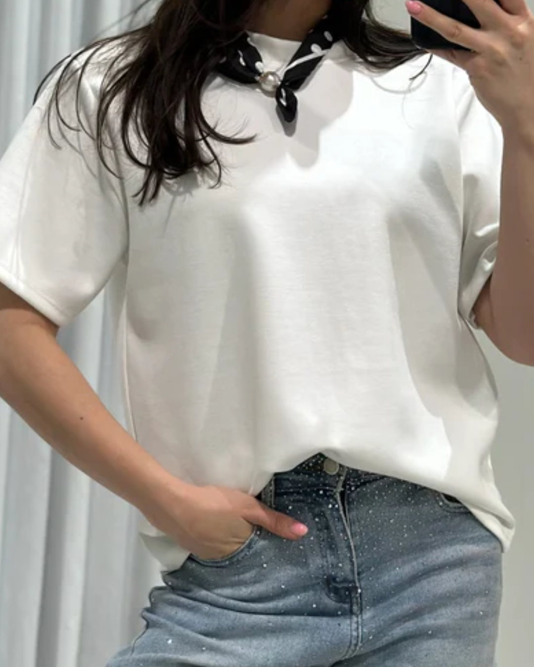 Wit T-shirt voor dames met schoudervulling, een stijlvolle Padded Tee basic top van Myjewellen