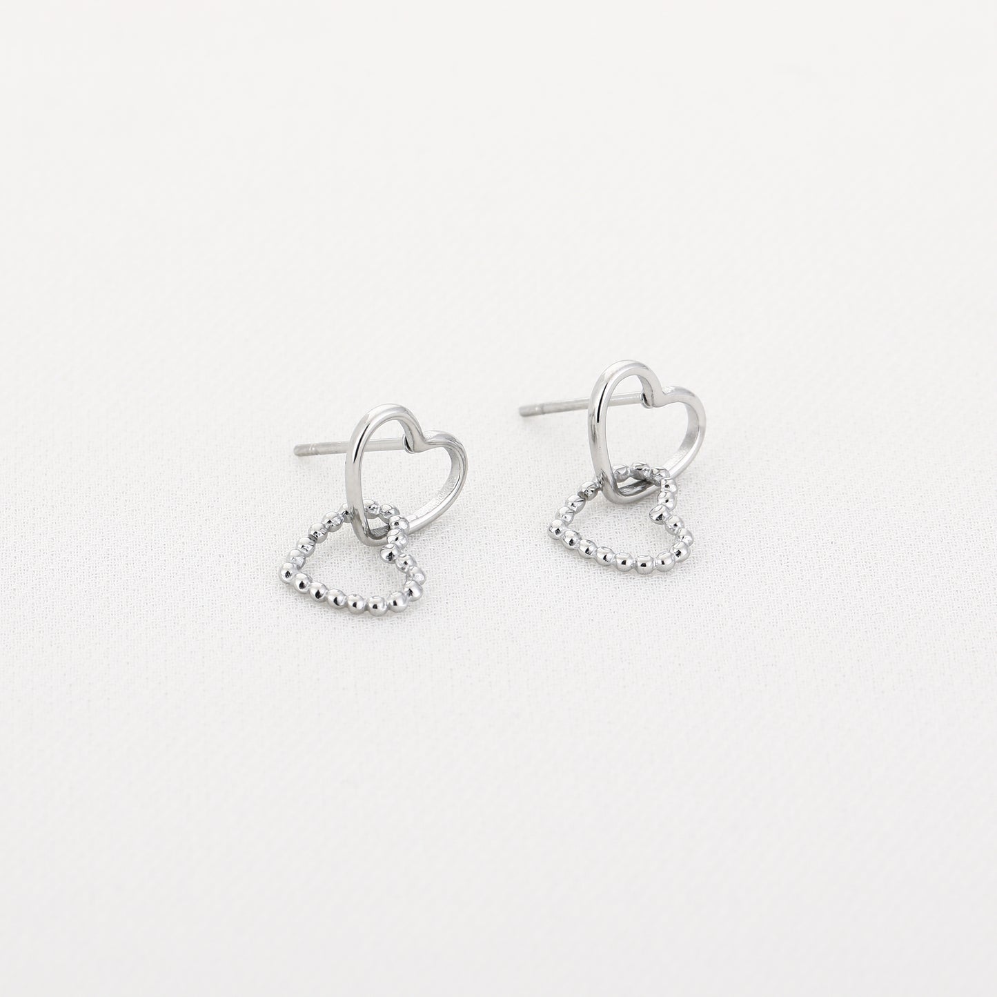 Elegante zilveren stainless steel hartjes oorbellen | Myjewellen