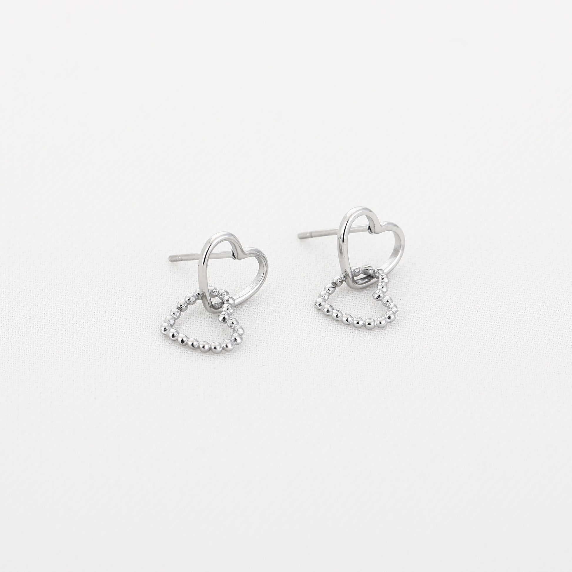 Elegante zilveren stainless steel hartjes oorbellen | Myjewellen