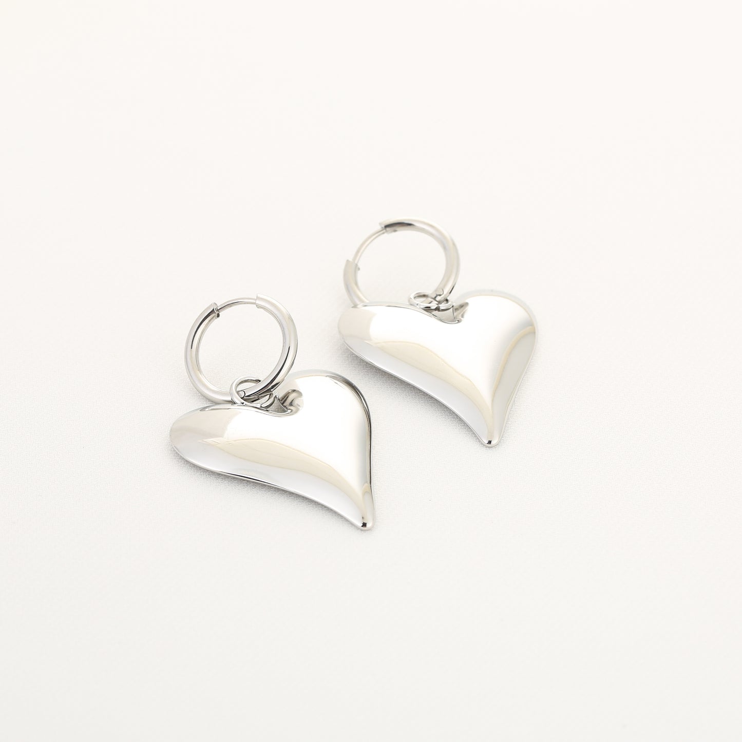 Elegante zilveren stainless steel hart oorbellen | Myjewellen